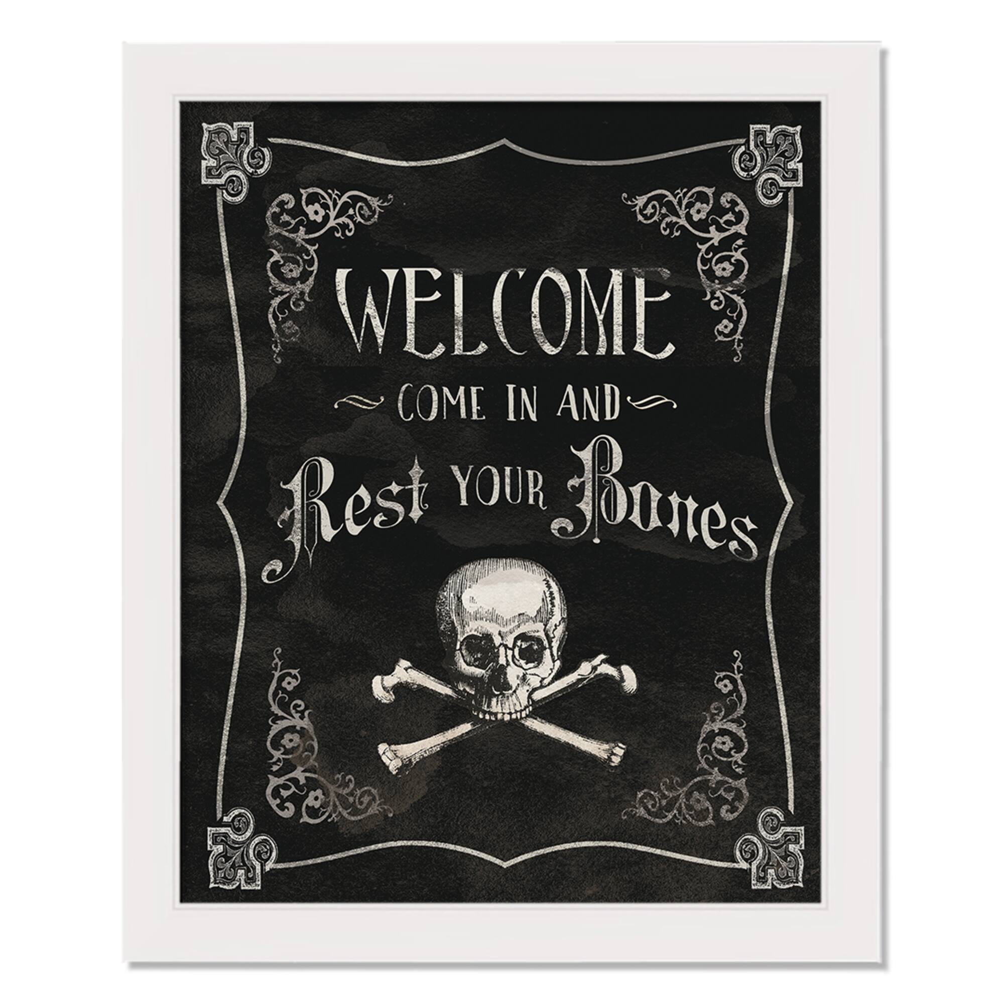 Come in & Rest Your Bones White Framed Print Wall Art